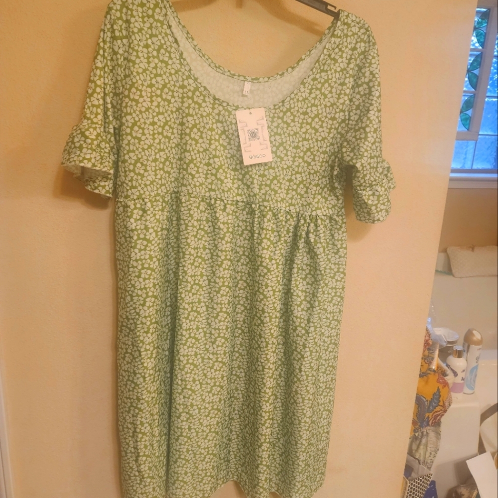 Spring green baby doll dress